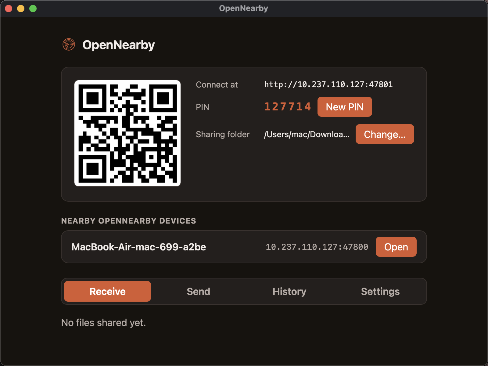 OpenNearby app screenshot